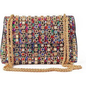 Women Gold Rhinestone Sparkling Evening Clutch Bag for Women, Ideal for Weddings